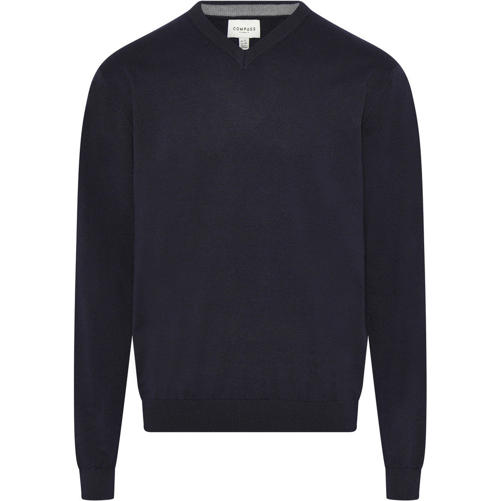 Compass Classic Knit V-Neck Dolux Knit 700 Navy Blue
